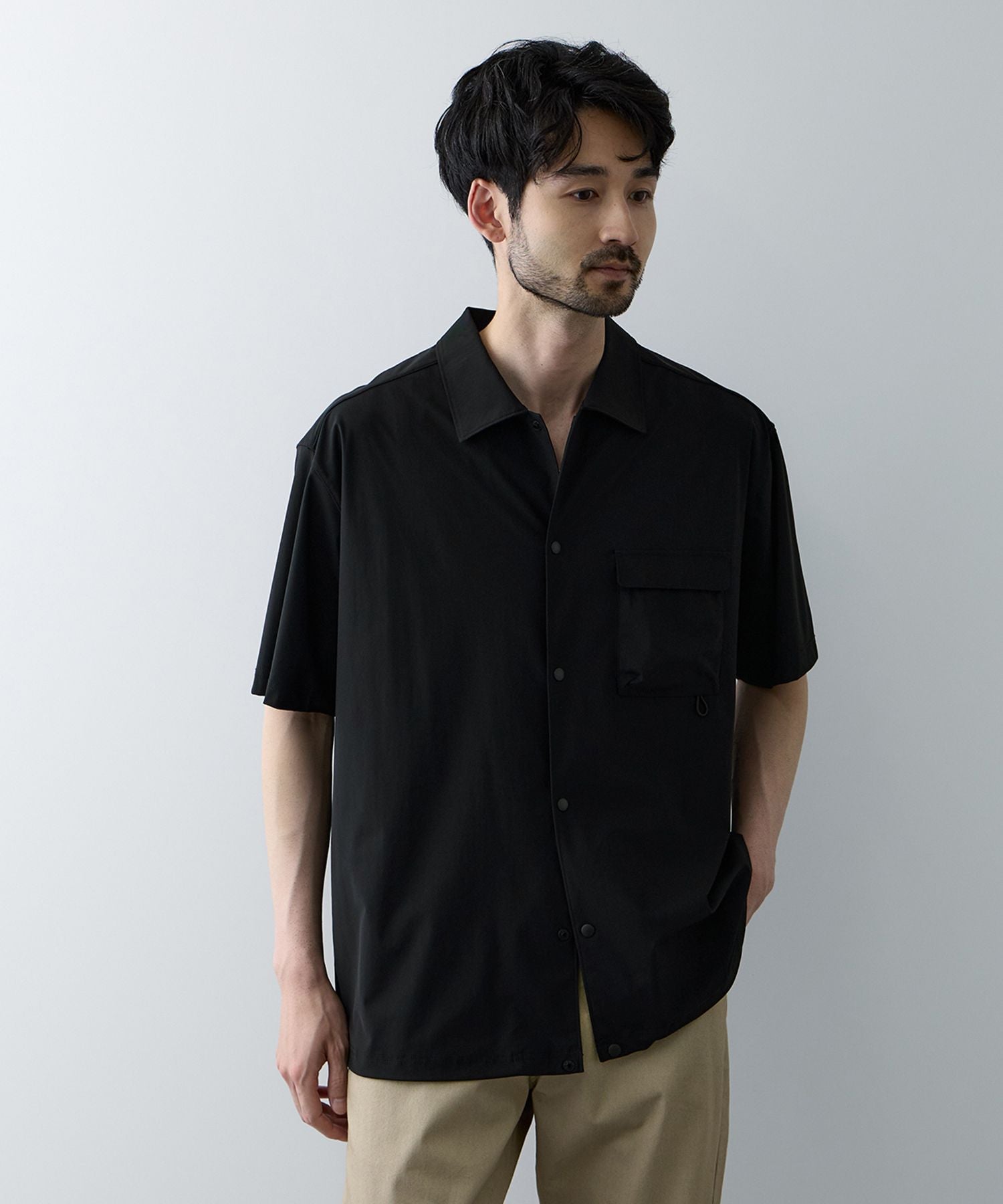 ドロストシャツブラック☆★☆☆様 NAVY SARARI 極冷 ドロストシャツ メンズ