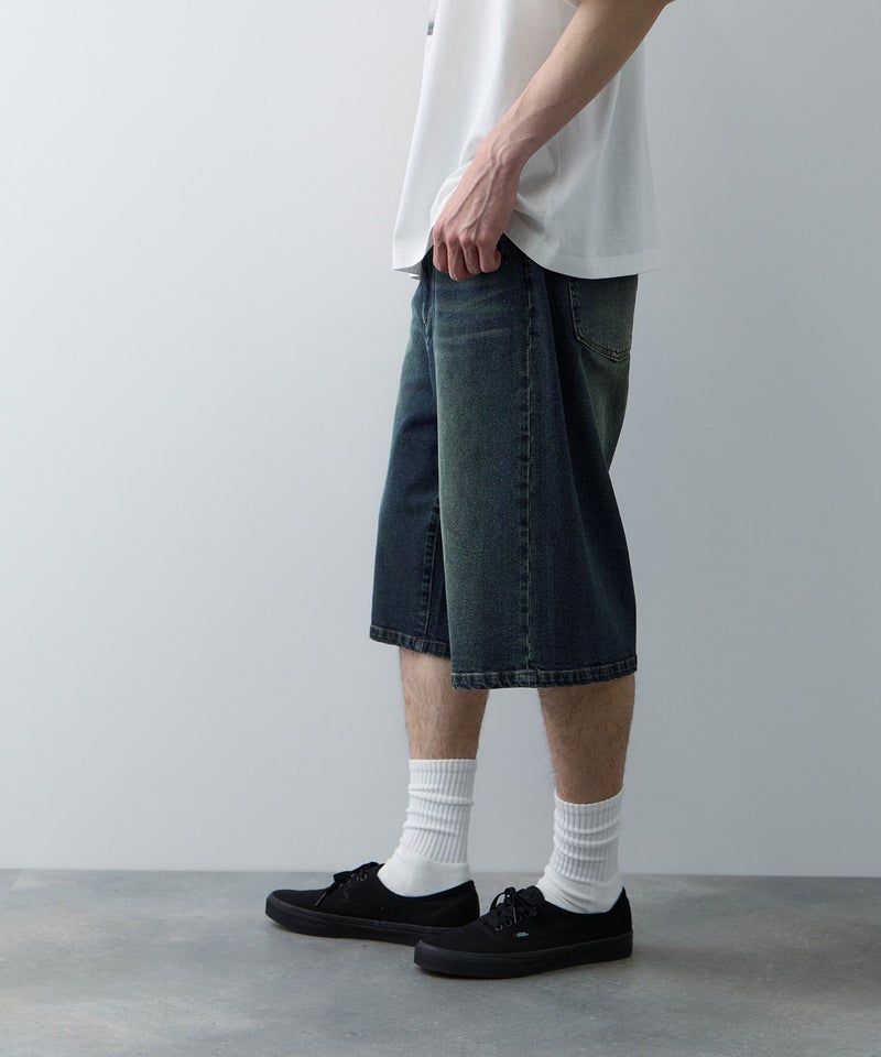 NAVY  毎日はきたくなるデニム「マイデニ」 ストレッチデニム 5ポケット ワイドショートパンツ メンズ商品画像-8