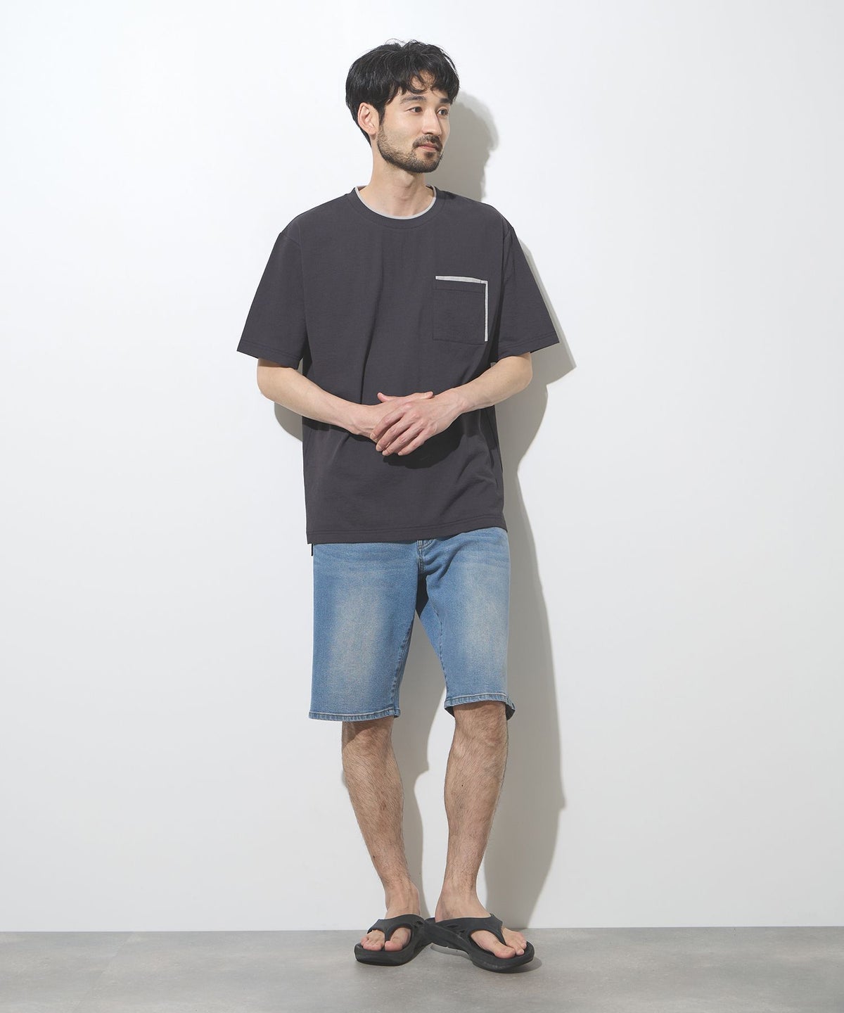 NAVY 毎日はきたくなるデニム「マイデニ」 ストレッチデニム ショートパンツ メンズ