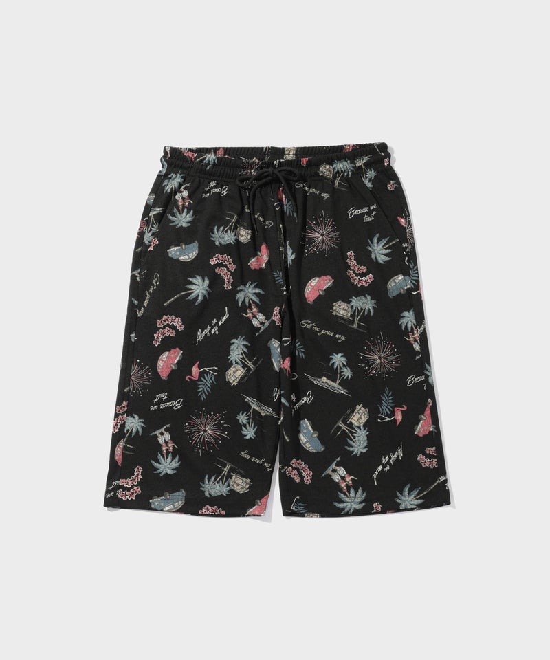 NAVY SARARI ハニカムメッシュ 総柄プリント ショートパンツ メンズ商品画像-2