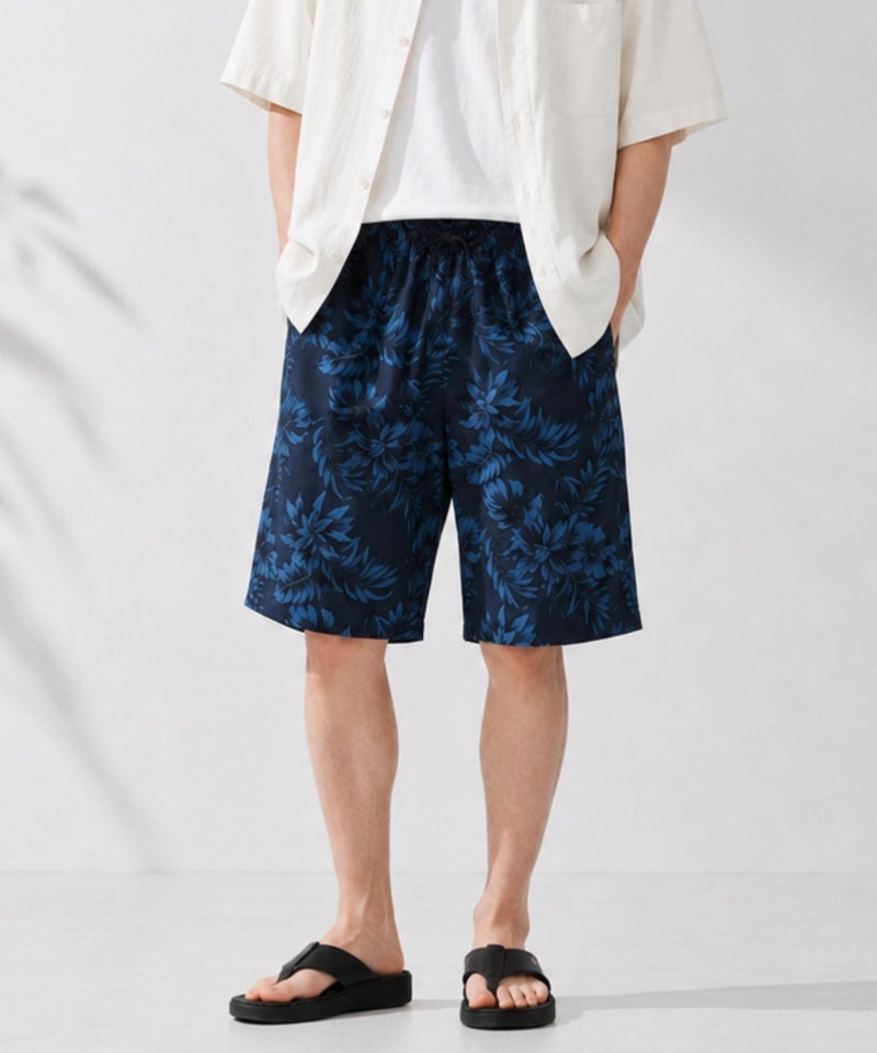 [期間限定価格]NAVY  SARARI ハニカムメッシュ 総柄プリント ショートパンツ メンズ商品画像-3