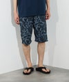 NAVY SARARI ハニカムメッシュ 総柄プリント ショートパンツ メンズ