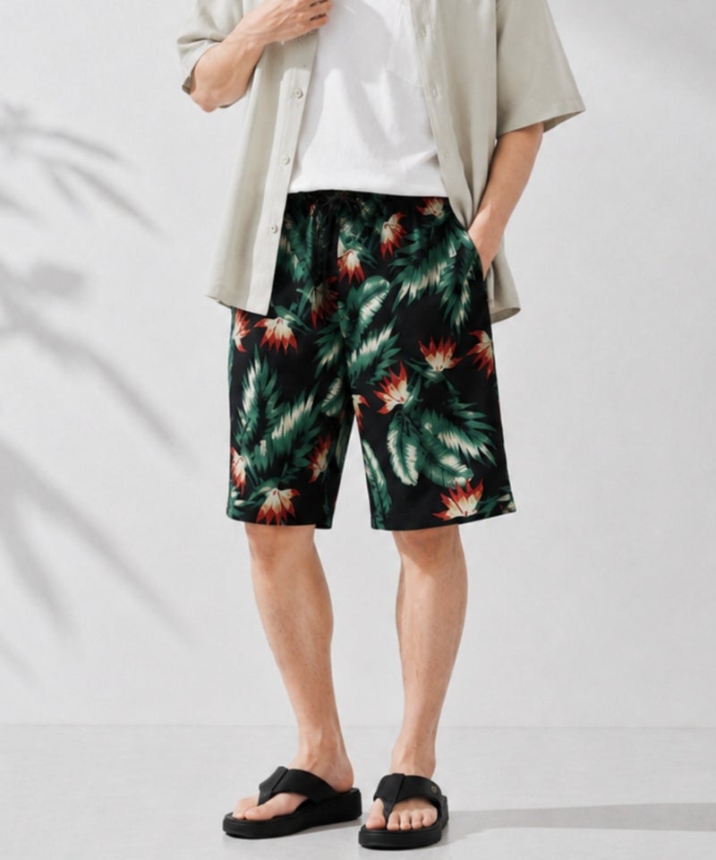 [期間限定価格]NAVY  SARARI ハニカムメッシュ 総柄プリント ショートパンツ メンズ商品画像-4