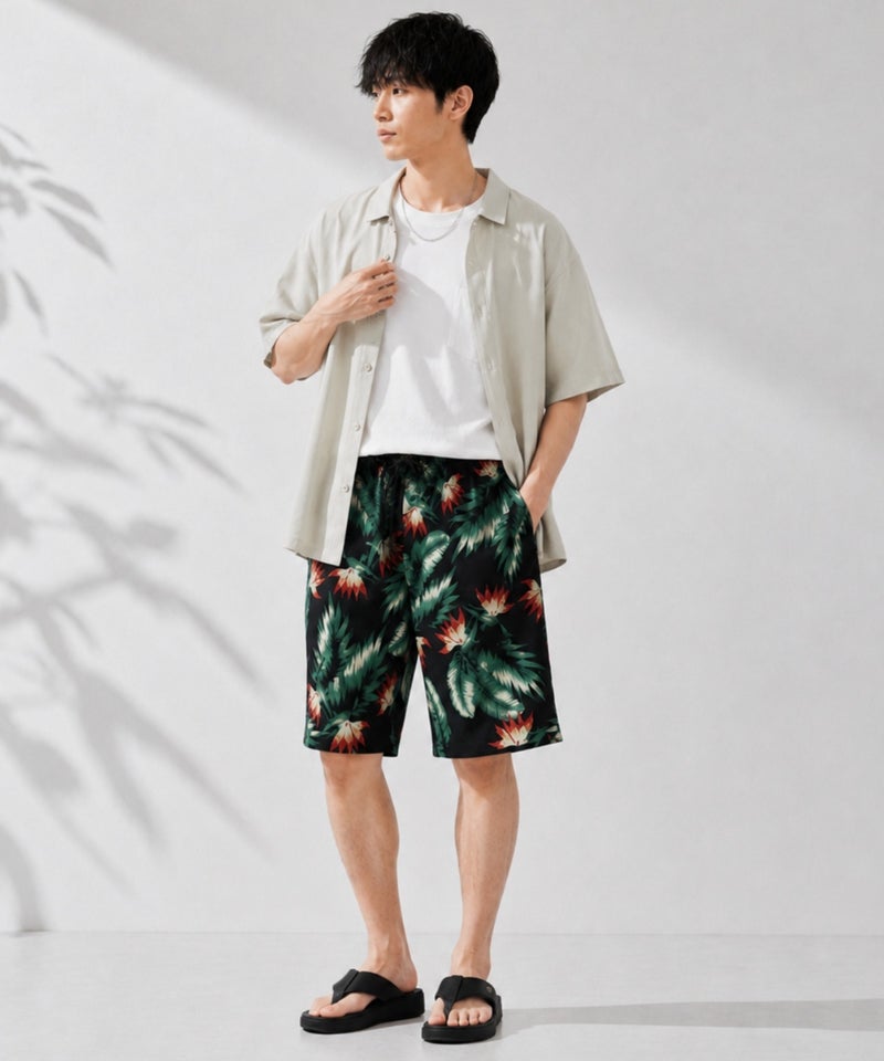 [期間限定価格]NAVY  SARARI ハニカムメッシュ 総柄プリント ショートパンツ メンズ商品画像-10