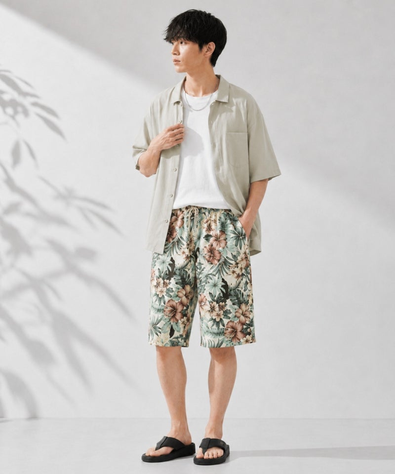 [期間限定価格]NAVY  SARARI ハニカムメッシュ 総柄プリント ショートパンツ メンズ商品画像-11