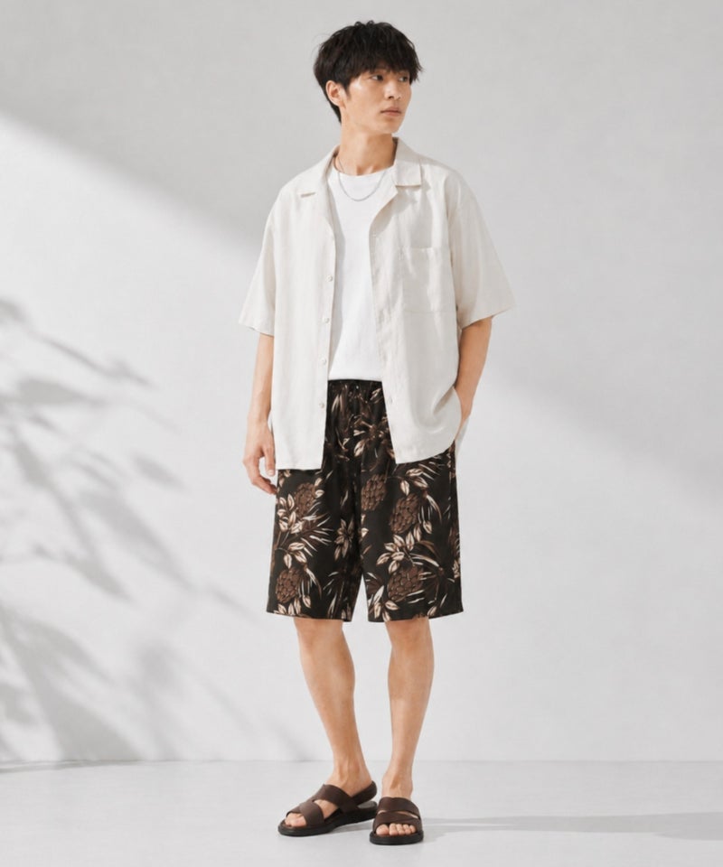 [期間限定価格]NAVY  SARARI ハニカムメッシュ 総柄プリント ショートパンツ メンズ商品画像-12