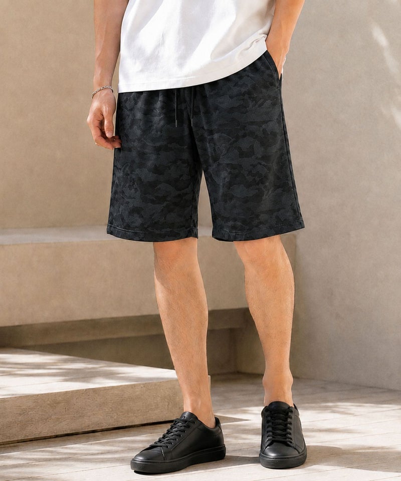 [期間限定価格]NAVY  SARARI ハニカムメッシュ モノトーン総柄 ショートパンツ メンズ商品画像-1