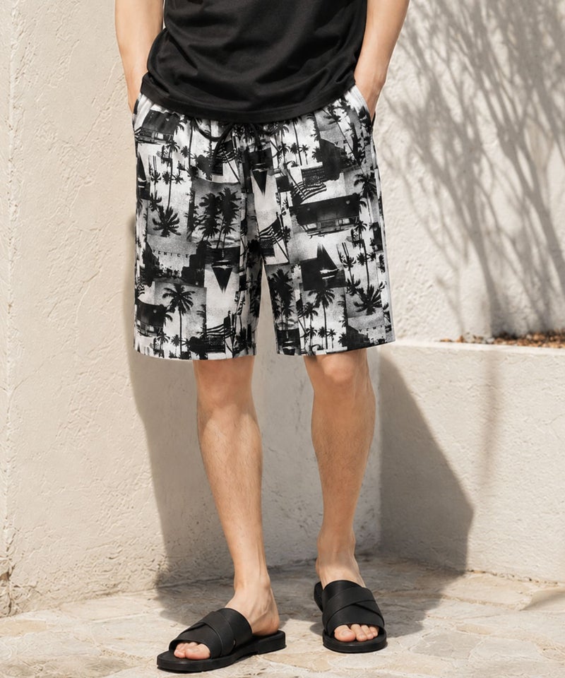 [期間限定価格]NAVY  SARARI ハニカムメッシュ モノトーン総柄 ショートパンツ メンズ商品画像-2