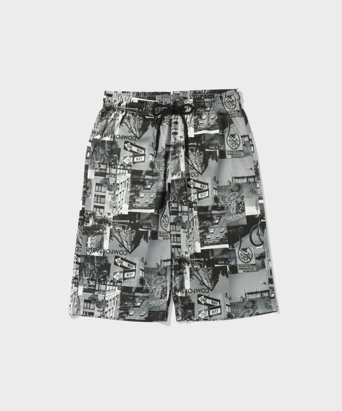 NAVY SARARI ハニカムメッシュ モノトーン総柄 ショートパンツ メンズ