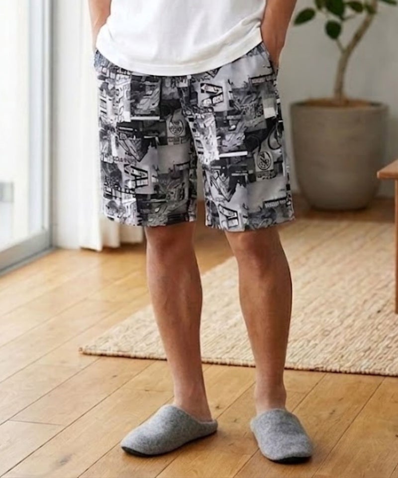 [期間限定価格]NAVY  SARARI ハニカムメッシュ モノトーン総柄 ショートパンツ メンズ商品画像-3