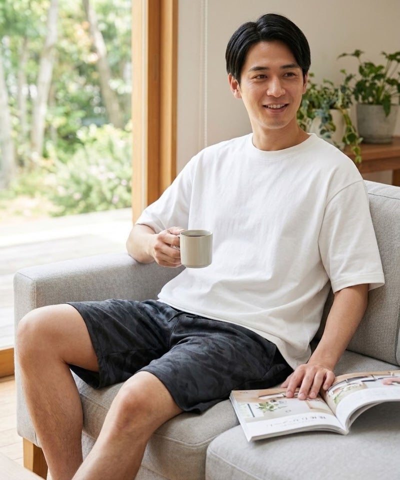 [期間限定価格]NAVY  SARARI ハニカムメッシュ モノトーン総柄 ショートパンツ メンズ商品画像-8
