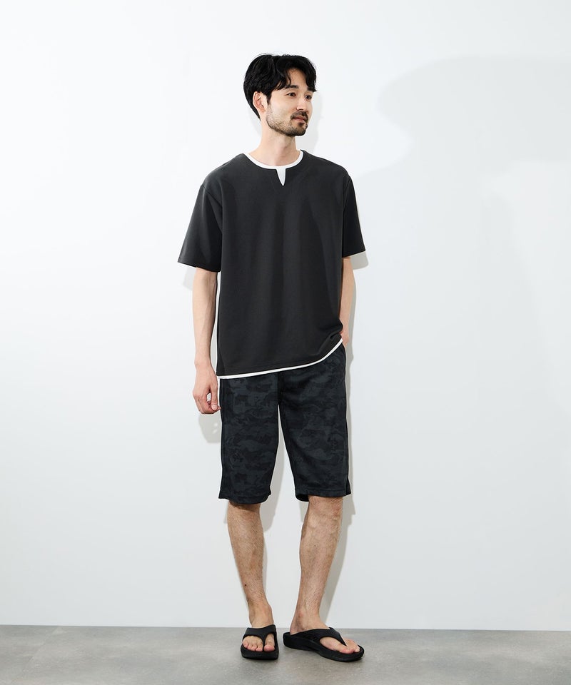 [期間限定価格]NAVY  SARARI ハニカムメッシュ モノトーン総柄 ショートパンツ メンズ商品画像-11
