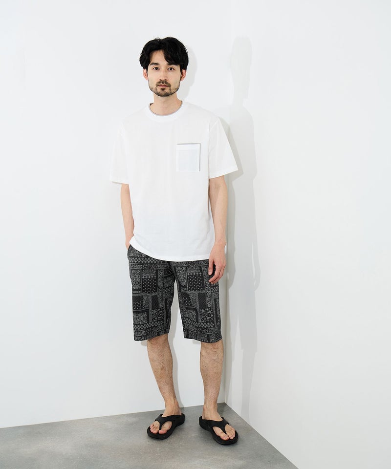 [期間限定価格]NAVY  SARARI ハニカムメッシュ モノトーン総柄 ショートパンツ メンズ商品画像-12