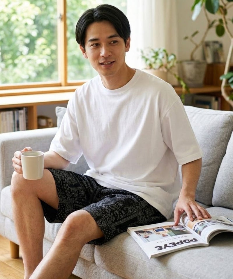 [期間限定価格]NAVY  SARARI ハニカムメッシュ モノトーン総柄 ショートパンツ メンズ商品画像-15