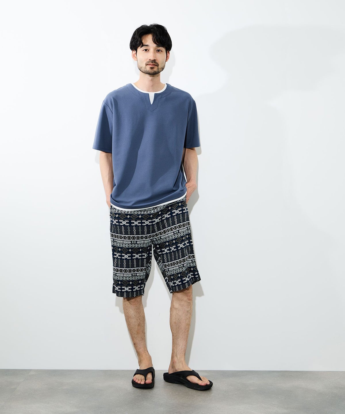 NAVY SARARI ステテコ 総柄 メンズ