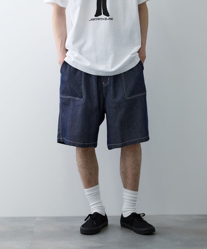 NAVY SARARI ブリーズデニム ベイカーショートパンツ メンズ商品画像-1