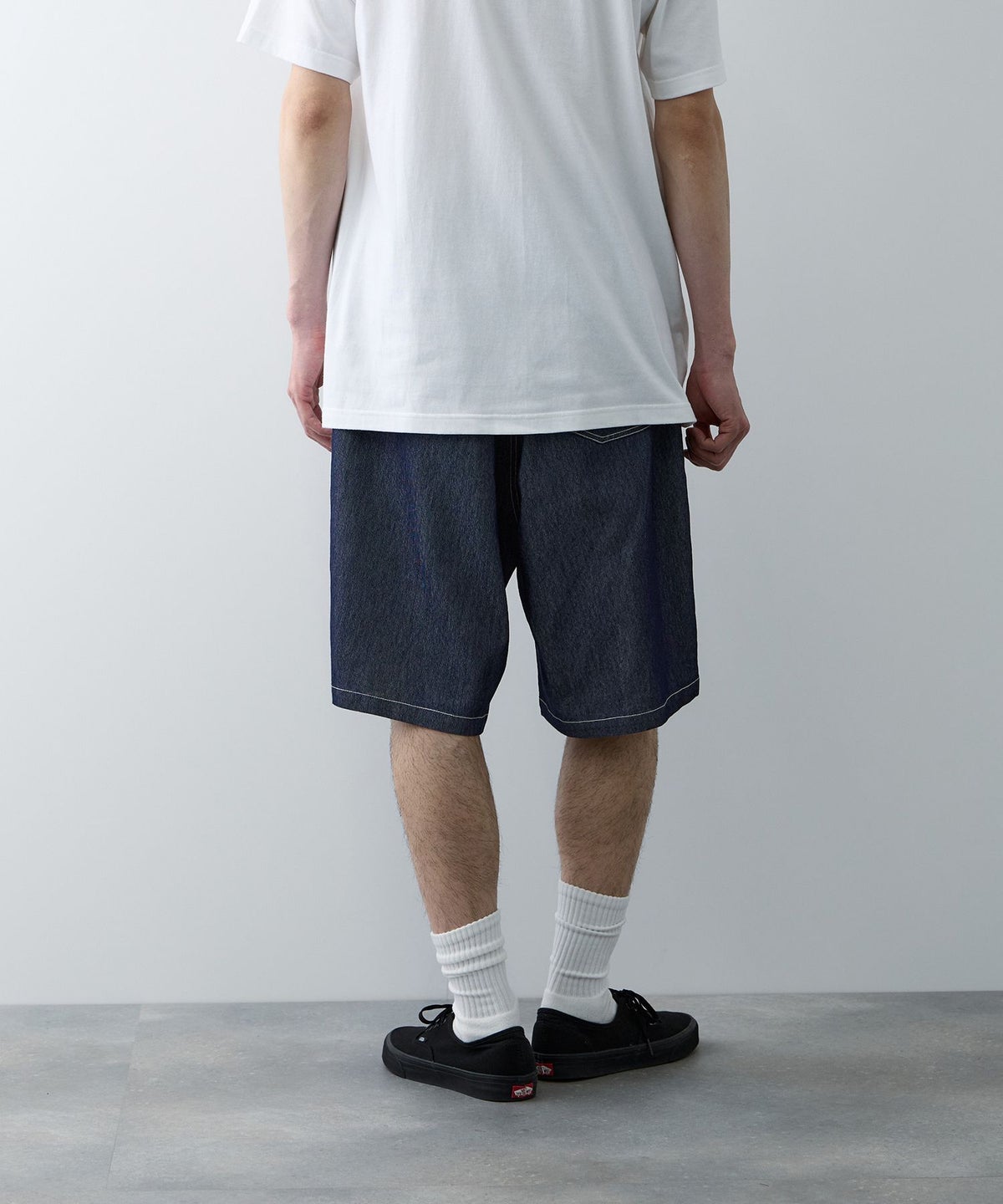 NAVY SARARI ブリーズデニム ベイカーショートパンツ メンズ