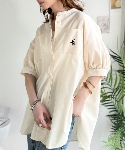 涼やかリネンで、こなれたきちんと感。リネン混バンドカラーダブルポケットシャツ商品画像-6