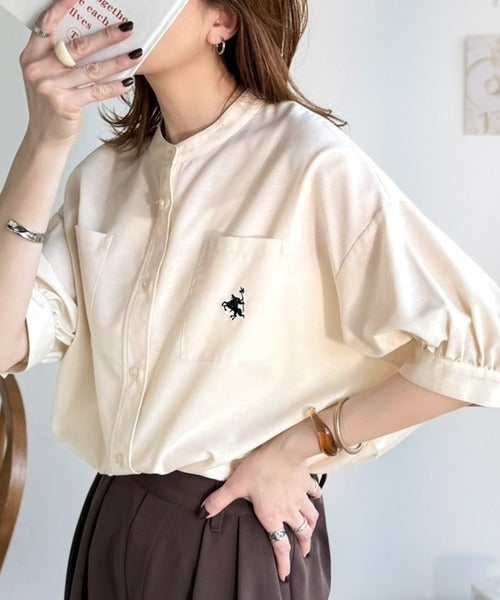 涼やかリネンで、こなれたきちんと感。リネン混バンドカラーダブルポケットシャツ商品画像-10