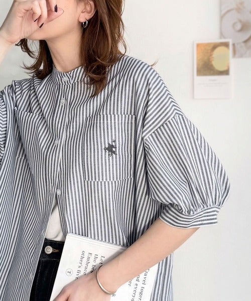 涼やかリネンで、こなれたきちんと感。リネン混バンドカラーダブルポケットシャツ商品画像-16