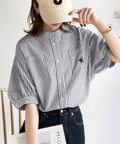 涼やかリネンで、こなれたきちんと感。リネン混バンドカラーダブルポケットシャツ商品画像-18