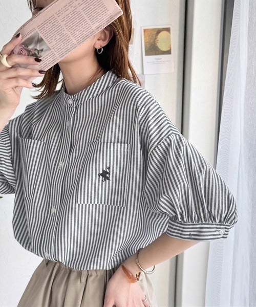 涼やかリネンで、こなれたきちんと感。リネン混バンドカラーダブルポケットシャツ商品画像-20