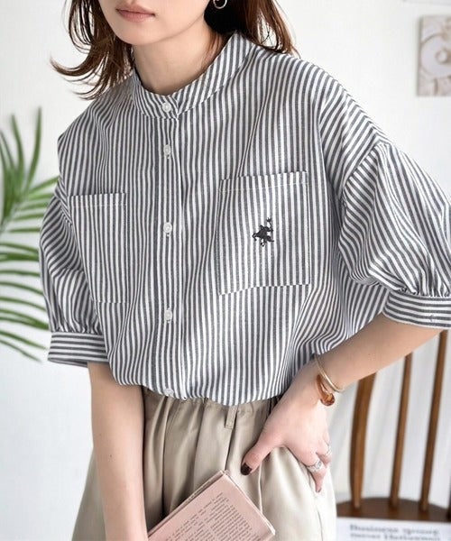 涼やかリネンで、こなれたきちんと感。リネン混バンドカラーダブルポケットシャツ商品画像-21