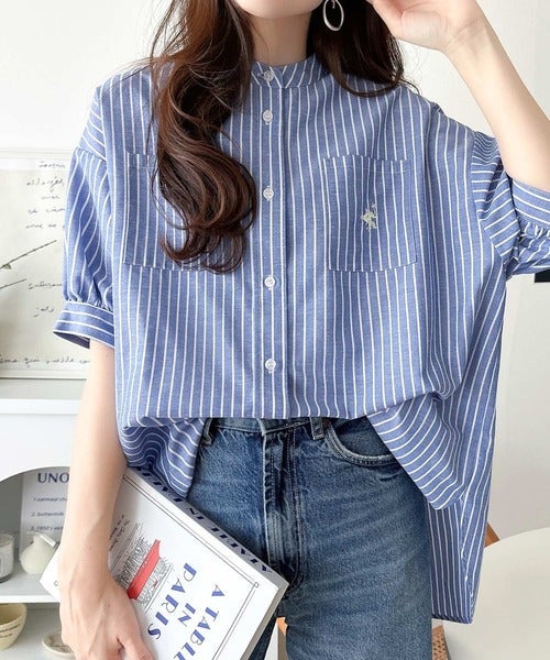 涼やかリネンで、こなれたきちんと感。リネン混バンドカラーダブルポケットシャツ商品画像-27