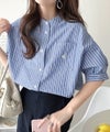 涼やかリネンで、こなれたきちんと感。リネン混バンドカラーダブルポケットシャツ商品サムネイル-29