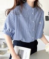 涼やかリネンで、こなれたきちんと感。リネン混バンドカラーダブルポケットシャツ商品サムネイル-32