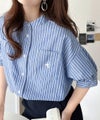 涼やかリネンで、こなれたきちんと感。リネン混バンドカラーダブルポケットシャツ商品サムネイル-34