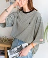 《JaVaジャバコラボ》着回し自在で日常に馴染む♪ 胸刺繍マルチボーダーアソートTシャツ商品サムネイル-1