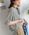 《JaVaジャバコラボ》着回し自在で日常に馴染む♪ 胸刺繍マルチボーダーアソートTシャツ商品サムネイル-12