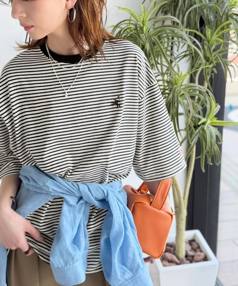 《JaVaジャバコラボ》着回し自在で日常に馴染む♪ 胸刺繍マルチボーダーアソートTシャツ商品画像-13