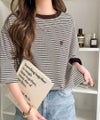 《JaVaジャバコラボ》着回し自在で日常に馴染む♪ 胸刺繍マルチボーダーアソートTシャツ商品サムネイル-14