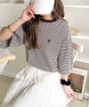 《JaVaジャバコラボ》着回し自在で日常に馴染む♪ 胸刺繍マルチボーダーアソートTシャツ商品サムネイル-17