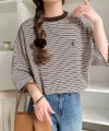 《JaVaジャバコラボ》着回し自在で日常に馴染む♪ 胸刺繍マルチボーダーアソートTシャツ商品サムネイル-19