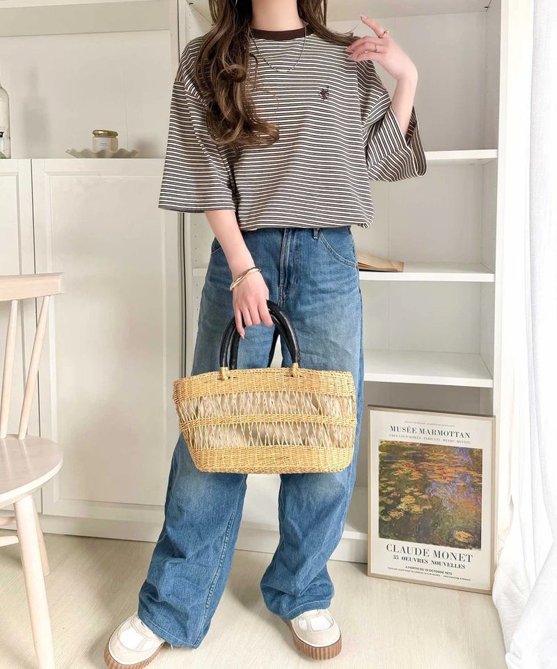 《JaVaジャバコラボ》着回し自在で日常に馴染む♪ 胸刺繍マルチボーダーアソートTシャツ商品画像-20