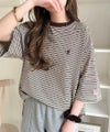 《JaVaジャバコラボ》着回し自在で日常に馴染む♪ 胸刺繍マルチボーダーアソートTシャツ商品サムネイル-21