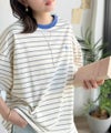 《JaVaジャバコラボ》着回し自在で日常に馴染む♪ 胸刺繍マルチボーダーアソートTシャツ商品サムネイル-24