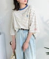 《JaVaジャバコラボ》着回し自在で日常に馴染む♪ 胸刺繍マルチボーダーアソートTシャツ商品サムネイル-25