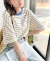 《JaVaジャバコラボ》着回し自在で日常に馴染む♪ 胸刺繍マルチボーダーアソートTシャツ商品サムネイル-28