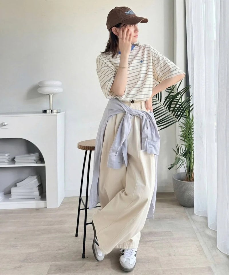 《JaVaジャバコラボ》着回し自在で日常に馴染む♪ 胸刺繍マルチボーダーアソートTシャツ商品画像-31