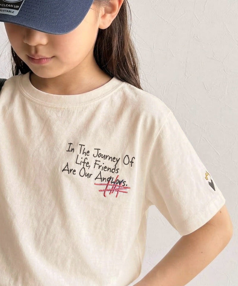 Classical Elf 【キッズ】綿100%らくがき風刺繍 無地&ボーダー柄半袖Tシャツ商品画像-2