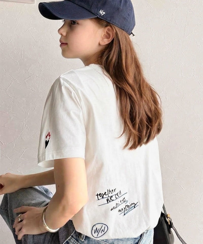 Classical Elf 【キッズ】綿100%らくがき風刺繍 無地＆ボーダー柄半袖Tシャツ商品画像-5