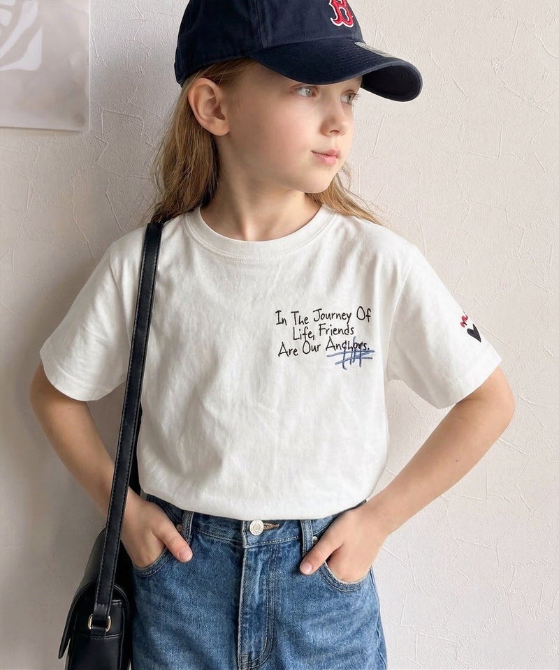 Classical Elf 【キッズ】綿100%らくがき風刺繍 無地&ボーダー柄半袖Tシャツ商品画像-6