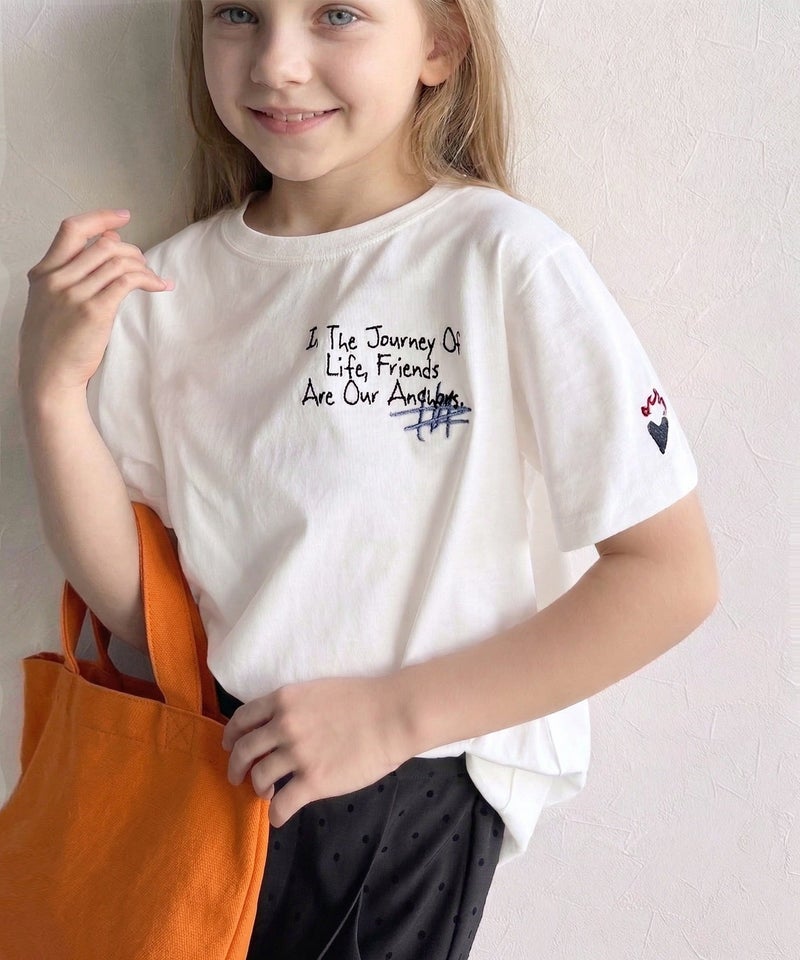 Classical Elf 【キッズ】綿100%らくがき風刺繍 無地＆ボーダー柄半袖Tシャツ商品画像-8