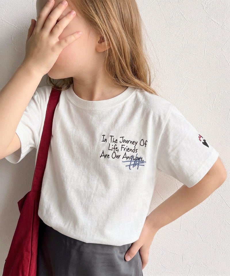 Classical Elf 【キッズ】綿100%らくがき風刺繍 無地&ボーダー柄半袖Tシャツ商品画像-9