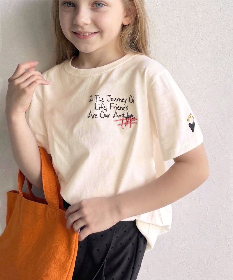 Classical Elf 【キッズ】綿100%らくがき風刺繍 無地＆ボーダー柄半袖Tシャツ商品画像-16