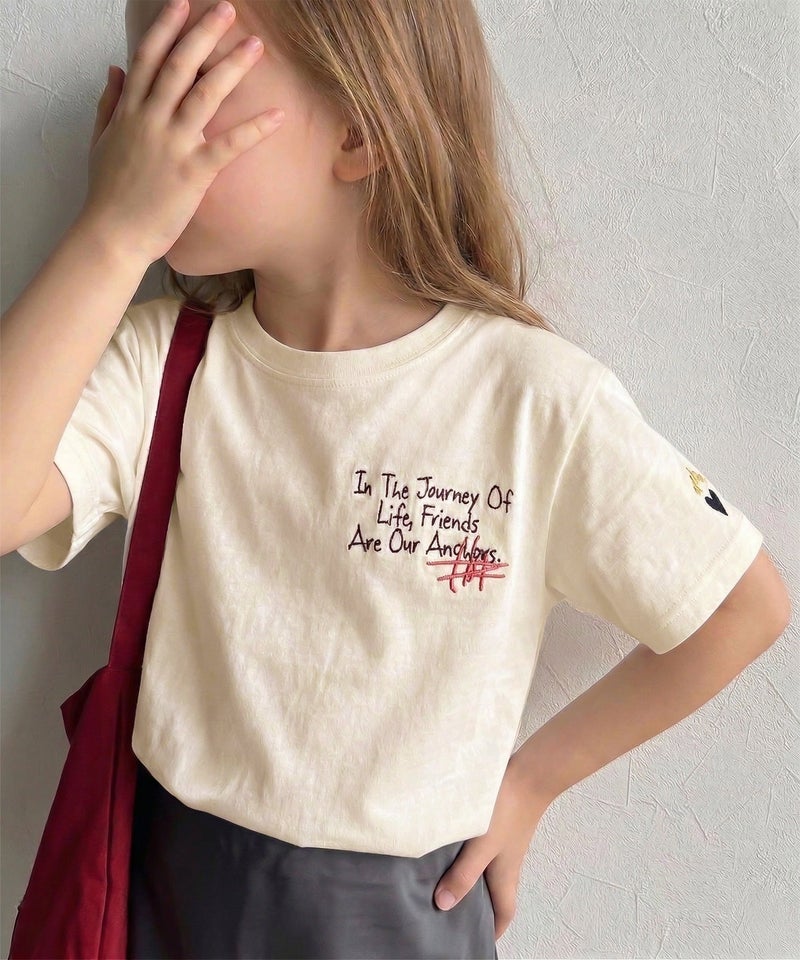 Classical Elf 【キッズ】綿100%らくがき風刺繍 無地&ボーダー柄半袖Tシャツ商品画像-17